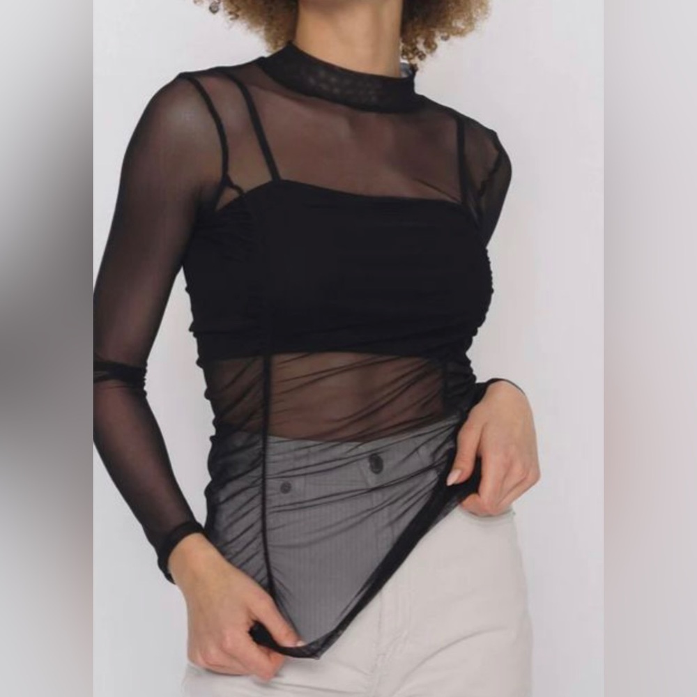 Project Social T just float ruched mesh black